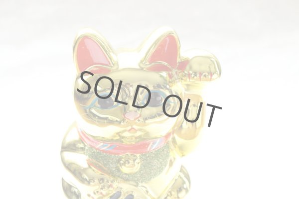 Photo4: Japanese Lucky Cat YT Tokoname ware Porcelain Maneki Neko Gold r cushion H15cm (4)