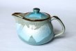 Photo9: Kutani porcelain Ginsai blue glaze Japanese tea pot (9)