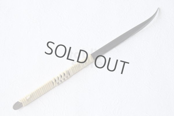 Photo8: Kiridashi Fruit Vegetable Carving knife Okeya Fujimaki thin Curved white 2 steel (8)