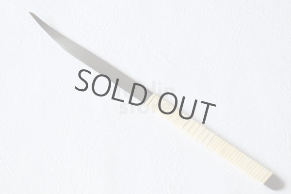 Photo7: Kiridashi Fruit Vegetable Carving knife Okeya Fujimaki thin Curved white 2 steel (7)