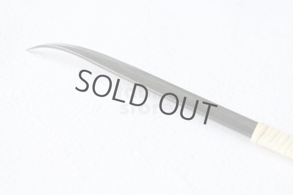 Photo3: Kiridashi Fruit Vegetable Carving knife Okeya Fujimaki thin Curved white 2 steel (3)