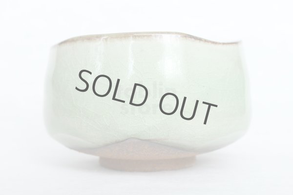 Photo2: Mino yaki ware Japanese tea bowl green glaze chawan Matcha Green Tea (2)