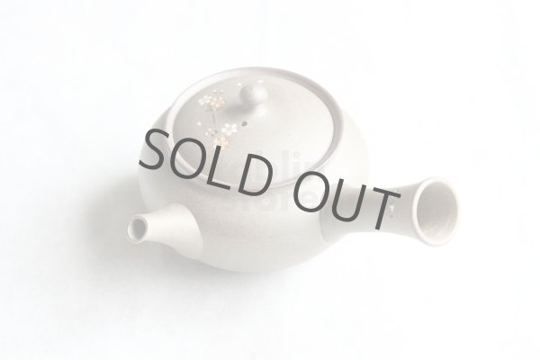 Photo12: Tokoname Japanese tea pot kyusu YT Yakishime butterfly sakura Seiho 300ml (12)