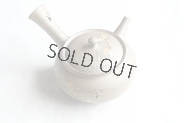 Photo10: Tokoname Japanese tea pot kyusu YT Yakishime butterfly sakura Seiho 300ml (10)