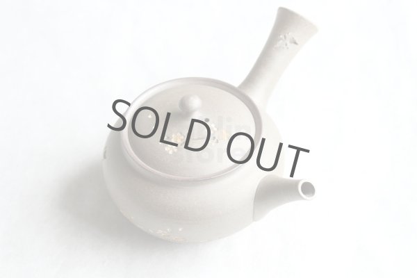 Photo1: Tokoname Japanese tea pot kyusu YT Yakishime butterfly sakura Seiho 300ml (1)