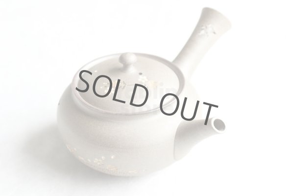 Photo8: Tokoname Japanese tea pot kyusu YT Yakishime butterfly sakura Seiho 300ml (8)