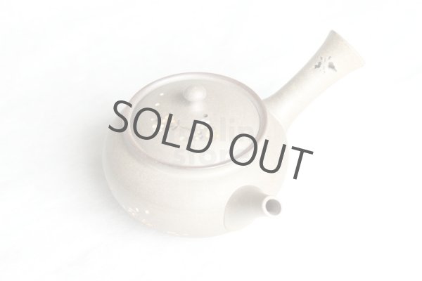 Photo3: Tokoname Japanese tea pot kyusu YT Yakishime butterfly sakura Seiho 300ml (3)