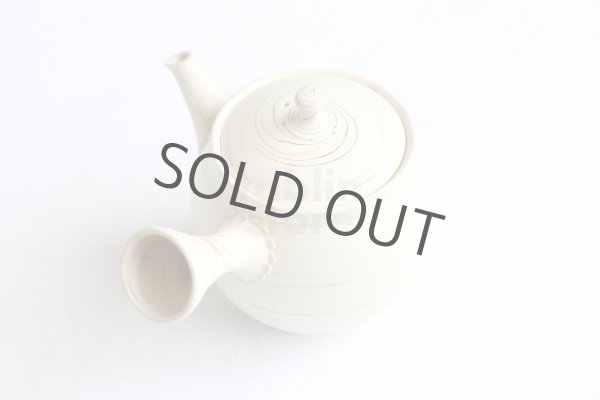 Photo7: Tokoname Japanese tea pot kyusu ceramic strainer Kenji shin nerikomi 360ml (7)
