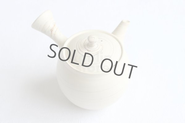 Photo6: Tokoname Japanese tea pot kyusu ceramic strainer Kenji shin nerikomi 360ml (6)