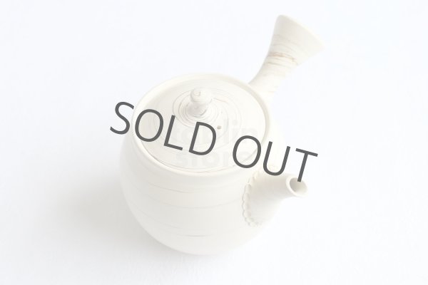 Photo1: Tokoname Japanese tea pot kyusu ceramic strainer Kenji shin nerikomi 360ml (1)
