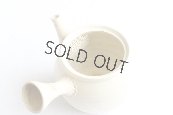 Photo5: Tokoname Japanese tea pot kyusu ceramic strainer Kenji shin nerikomi 360ml (5)