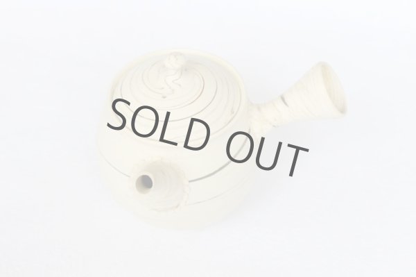 Photo7: Tokoname Japanese tea pot kyusu ceramic strainer Kenji shin nerikomi ren 360ml (7)
