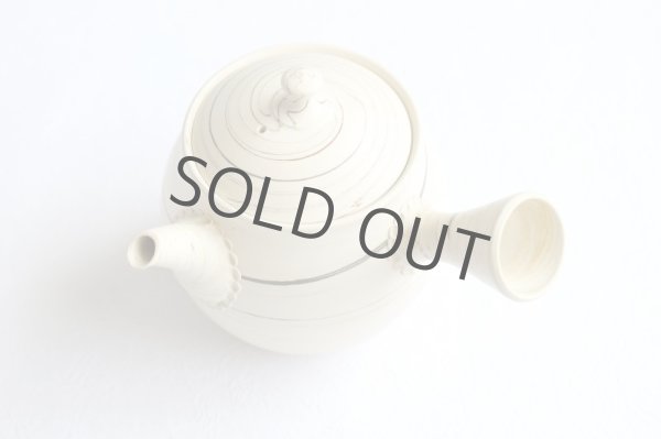 Photo6: Tokoname Japanese tea pot kyusu ceramic strainer Kenji shin nerikomi ren 360ml (6)