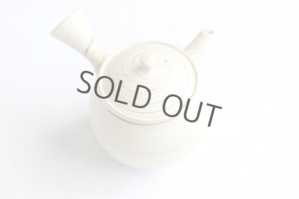 Photo5: Tokoname Japanese tea pot kyusu ceramic strainer Kenji shin nerikomi ren 360ml (5)