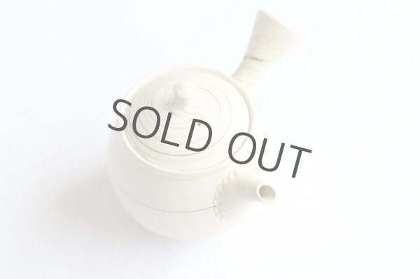 Photo4: Tokoname Japanese tea pot kyusu ceramic strainer Kenji shin nerikomi ren 360ml (4)