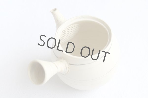 Photo3: Tokoname Japanese tea pot kyusu ceramic strainer Kenji shin nerikomi ren 360ml (3)