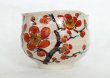 Photo6: Kutani porcelain Japanese Matcha chawan tea bowl yon ippuku red plum aka ume (6)