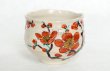 Photo11: Kutani porcelain Japanese Matcha chawan tea bowl yon ippuku red plum aka ume (11)