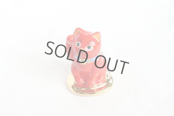Photo8: Japanese Lucky Cat Kutani Porcelain Maneki Neko red  kobannori H 10cm (8)
