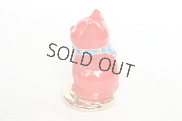 Photo5: Japanese Lucky Cat Kutani Porcelain Maneki Neko red  kobannori H 10cm (5)