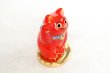 Photo2: Japanese Lucky Cat Kutani Porcelain Maneki Neko red  kobannori H 10cm (2)