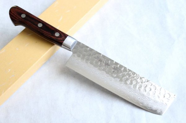 Photo1: SAKAI TAKAYUKI Damascus 17 Layer VG10 Nakiri vegetable knife 160mm (1)