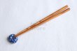 Photo1: Japanese wooden chopsticks & blue bean wamonyo rests with Gift wrapping box (1)