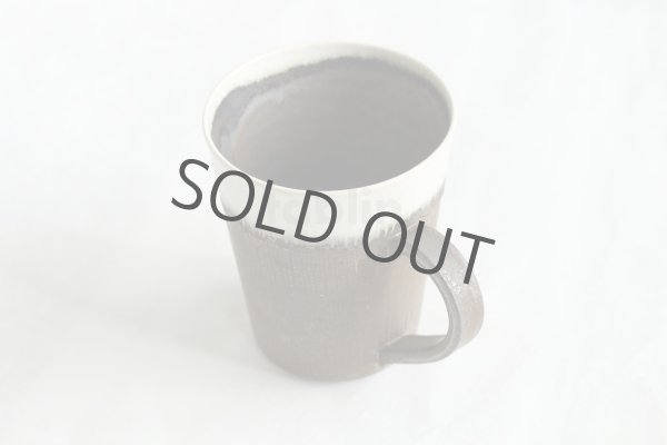 Photo10: Kiyomizu Japanese pottery tea mug coffee cup Daisuke white-line black 250ml (10)