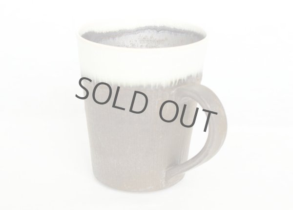 Photo6: Kiyomizu Japanese pottery tea mug coffee cup Daisuke white-line black 250ml (6)