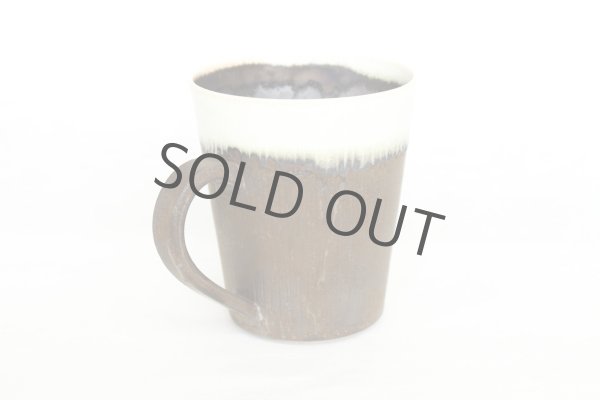 Photo5: Kiyomizu Japanese pottery tea mug coffee cup Daisuke white-line black 250ml (5)