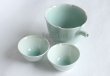 Photo13: Hasami ware Japanese Sake bottle and Sake cup set Seiji light blue glaze (13)