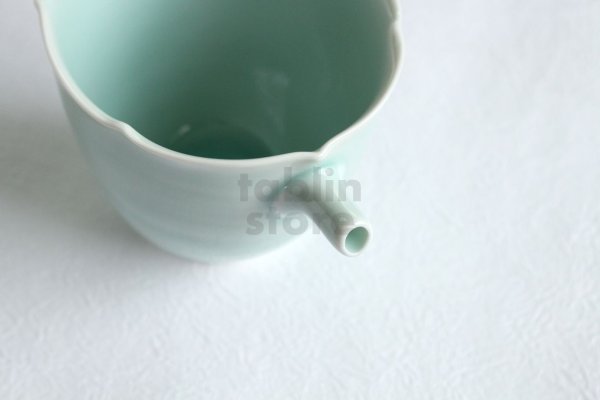 Photo11: Hasami ware Japanese Sake bottle and Sake cup set Seiji light blue glaze (11)