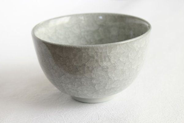 Photo1: Kiyomizu Japanese pottery tea ceremony bowl matcha chawan gray hyoretsu Junzo (1)