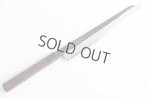 Photo2: Takayuki Iwai Blue 2 steel Ibuki Kurouchi black Kiritsuke Sashimi D-shape 270 mm  (2)