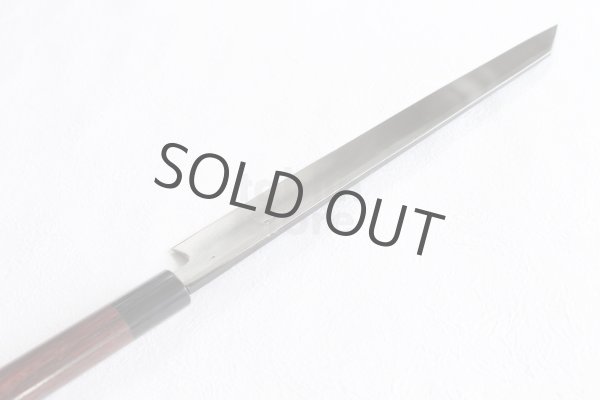 Photo10: Takayuki Iwai Blue 2 steel Ibuki Kurouchi black Kiritsuke Sashimi D-shape 270 mm  (10)