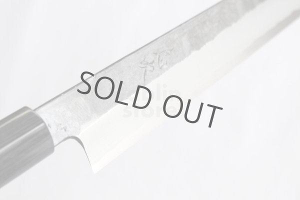 Photo6: Takayuki Iwai Blue 2 steel Ibuki Kurouchi black Kiritsuke Sashimi D-shape 270 mm  (6)