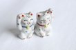 Photo1: Japanese Lucky Cat Kutani Porcelain Maneki Neko polka-dotted H8cm (1)
