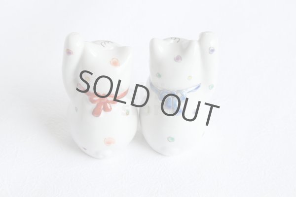 Photo12: Japanese Lucky Cat Kutani Porcelain Maneki Neko polka-dotted H8cm (12)