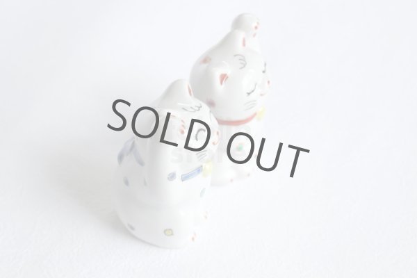 Photo11: Japanese Lucky Cat Kutani Porcelain Maneki Neko polka-dotted H8cm (11)