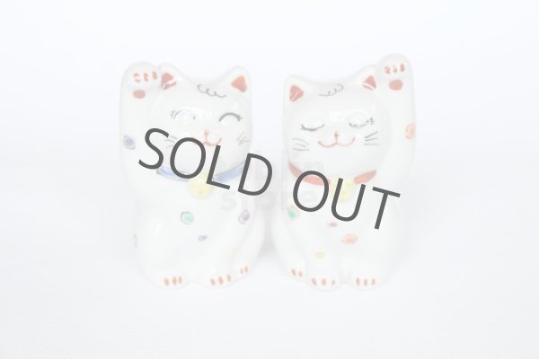 Photo10: Japanese Lucky Cat Kutani Porcelain Maneki Neko polka-dotted H8cm (10)