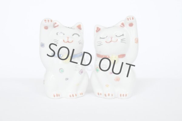 Photo9: Japanese Lucky Cat Kutani Porcelain Maneki Neko polka-dotted H8cm (9)