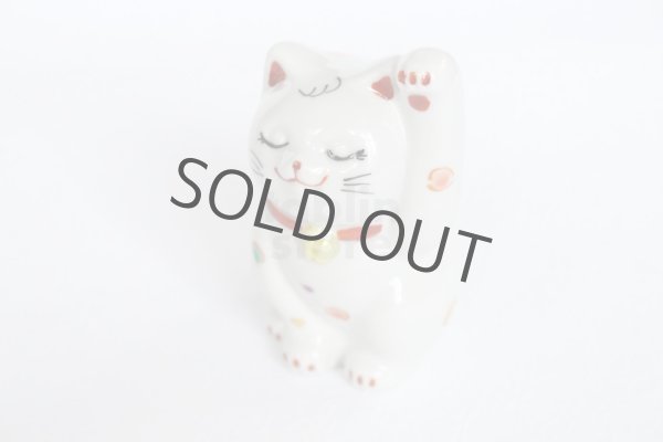 Photo5: Japanese Lucky Cat Kutani Porcelain Maneki Neko polka-dotted H8cm (5)