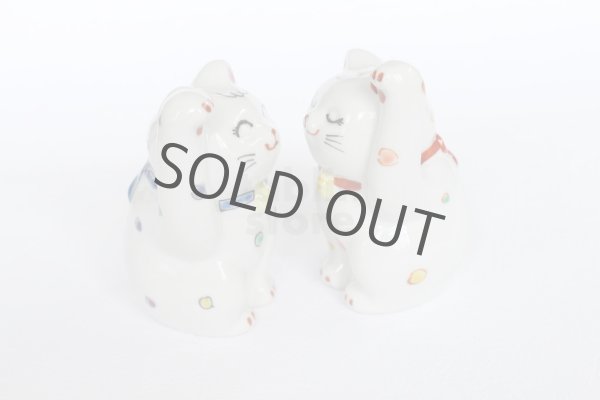 Photo2: Japanese Lucky Cat Kutani Porcelain Maneki Neko polka-dotted H8cm (2)