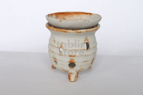 Photo1: Shigaraki pottery tsuchi Japanese tea aroma incense burner holder raku H10cm (1)