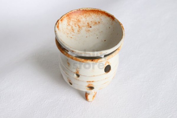 Photo2: Shigaraki pottery tsuchi Japanese tea aroma incense burner holder raku H10cm (2)