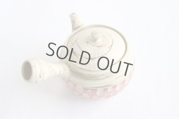 Photo9: Tokoname Japanese tea pot kyusu ceramic strainer Kenji nerikomi pink 280ml (9)