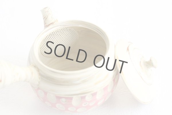 Photo7: Tokoname Japanese tea pot kyusu ceramic strainer Kenji nerikomi pink 280ml (7)