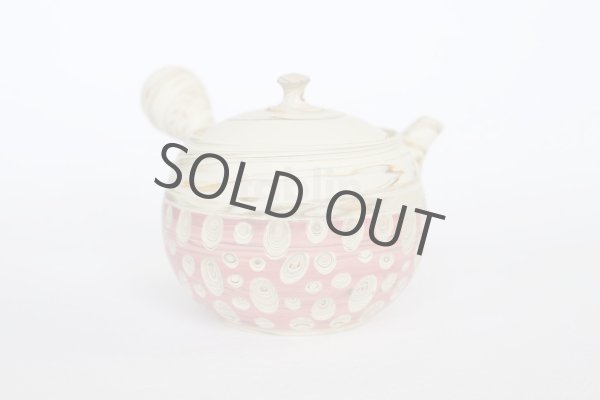 Photo4: Tokoname Japanese tea pot kyusu ceramic strainer Kenji nerikomi pink 280ml (4)