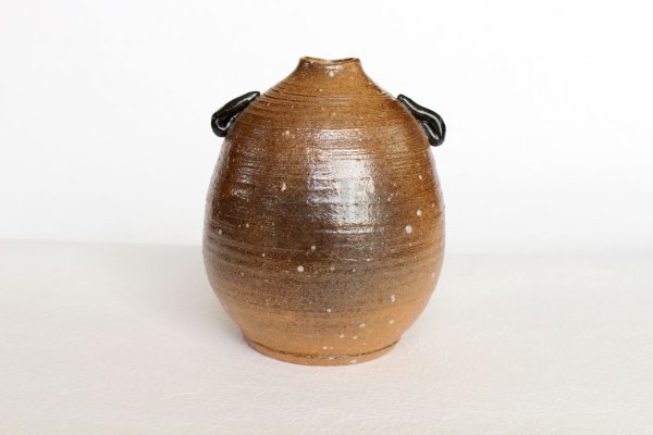 Photo5: Shigaraki pottery Japanese small vase mimi bidoro H 13cm (5)