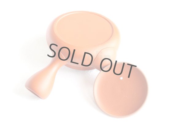 Photo9: Tokoname tea pot kyusu Jinsui Kiwami shudei red biku flat shape small 120ml (9)